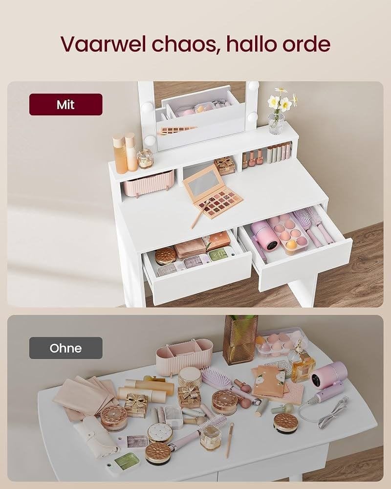 kaptafel, spiegel, LED verlichting, make-up tafel, wit, Gehele gezicht, Wit, Nieuw, Ophalen of Verzenden
