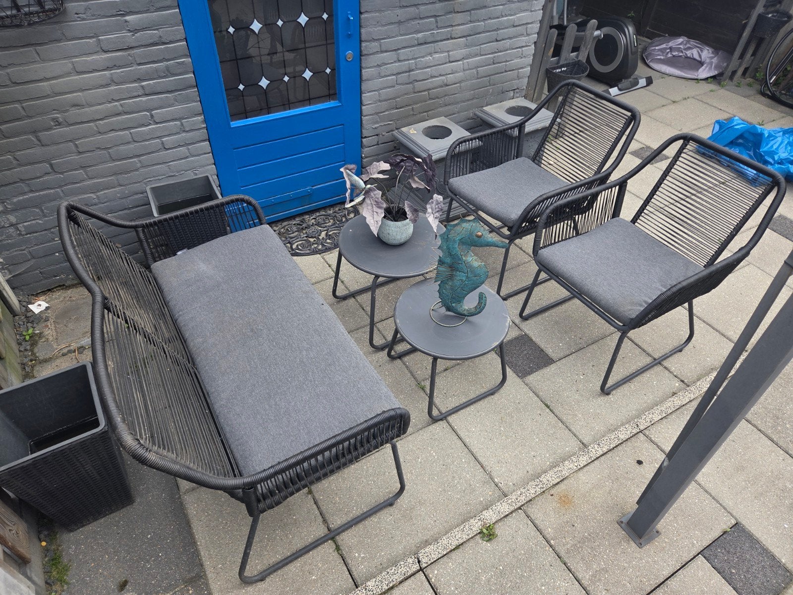 Mooie tuinset, zo goed als nieuw, 4 zitplaatsen, Ophalen of Verzenden, Wicker, Tuinset