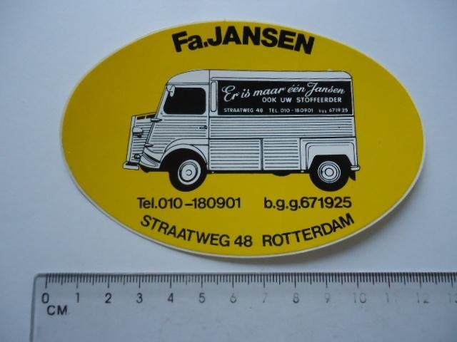 sticker oud Rotterdam Jansen camper citroen HY oldtimer car, Verzenden, Zo goed als nieuw, Bedrijf of Vereniging