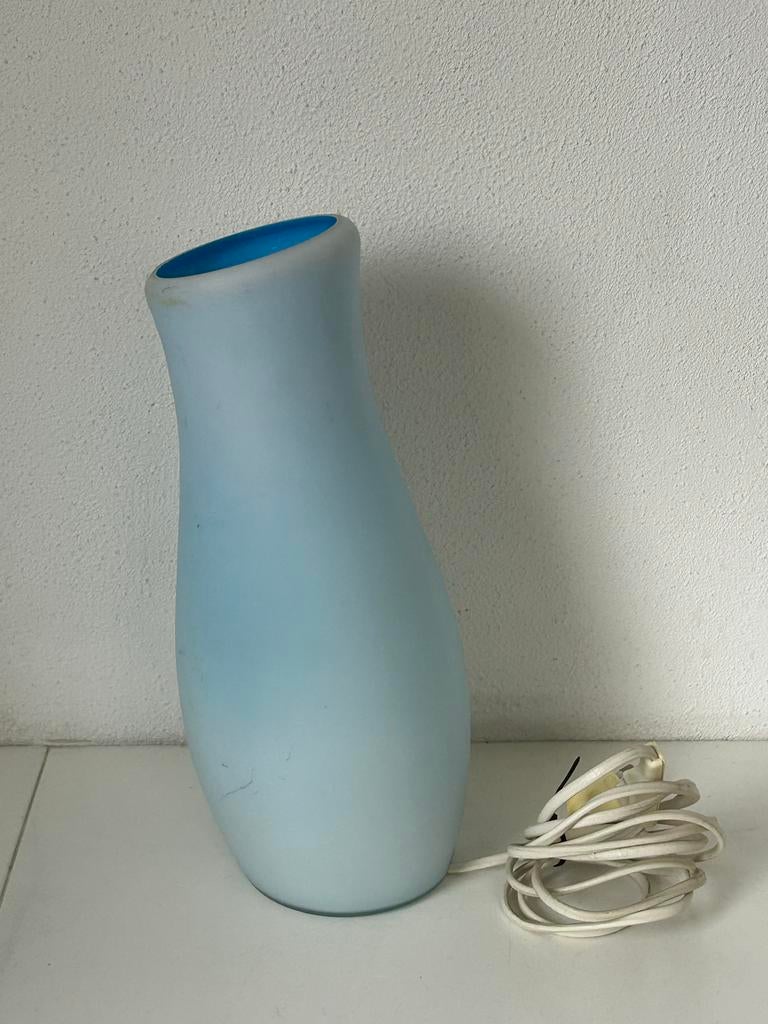 IKEA Tafellamp - Blauw/Wit Glas, Ophalen of Verzenden, Gebruikt, Glas, Minder dan 50 cm