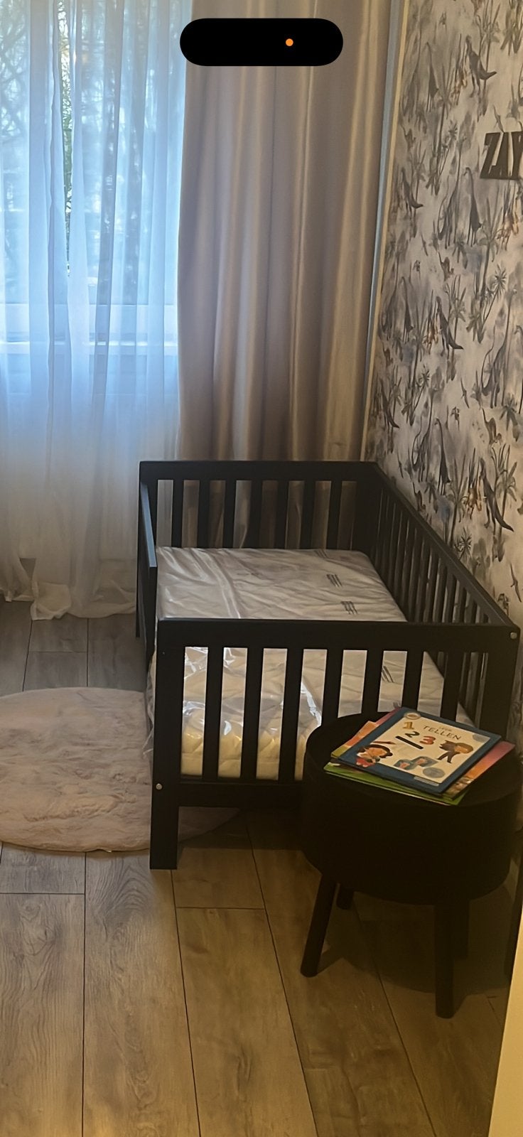 Petite Amélie peuterbed 70 bij 140 zwart, Ophalen of Verzenden, Zo goed als nieuw, Ledikant