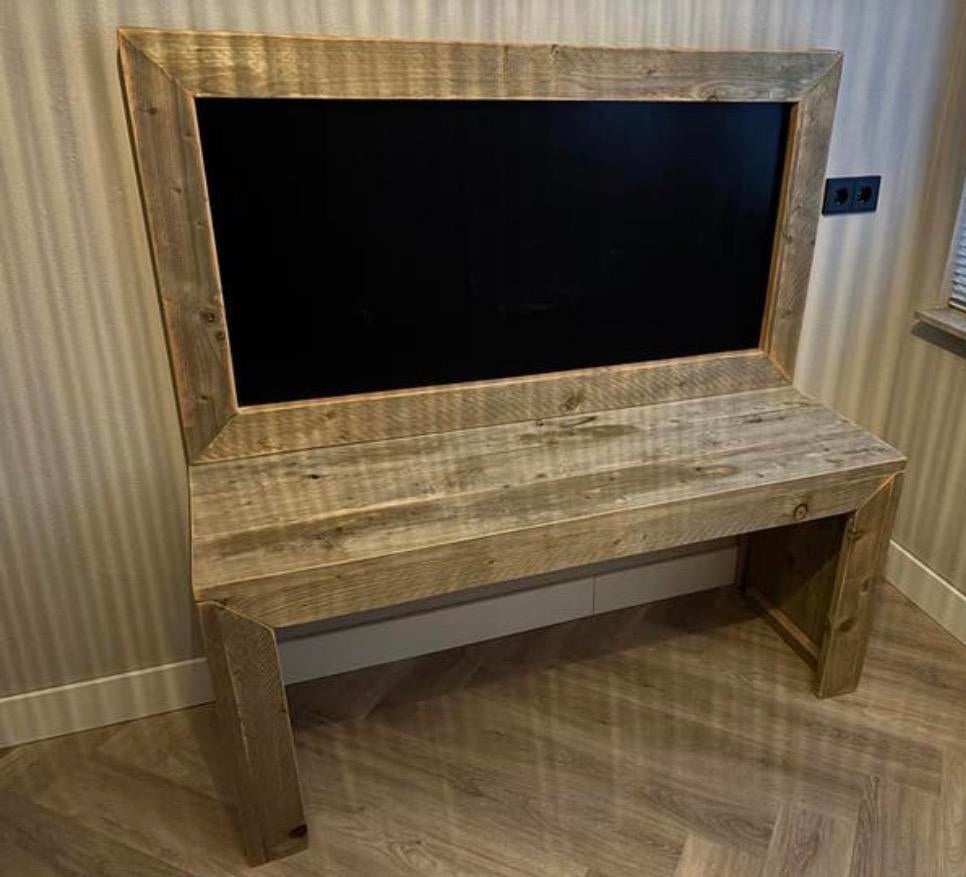 Steigerhouten bureau / speeltafel met krijtbord, Ophalen of Verzenden, Zo goed als nieuw