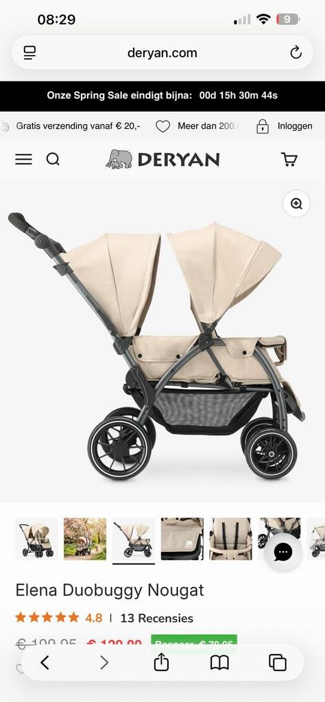 Elena twin buggy deryan NIEUW, Ophalen, Zo goed als nieuw, Overige merken