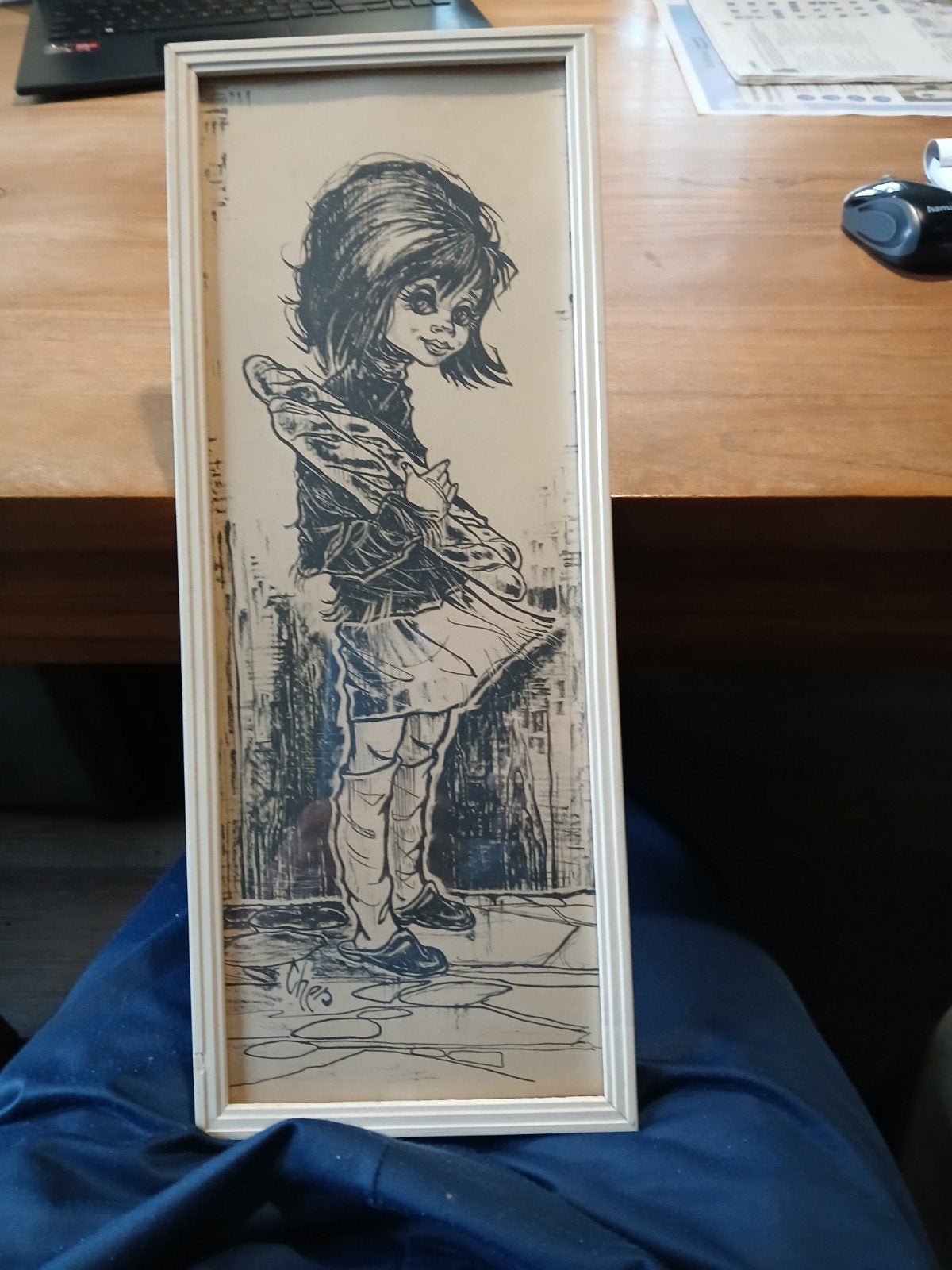 Schilderijtje vintage., Ophalen, Vintage, Ingelijst, Portret of Personen