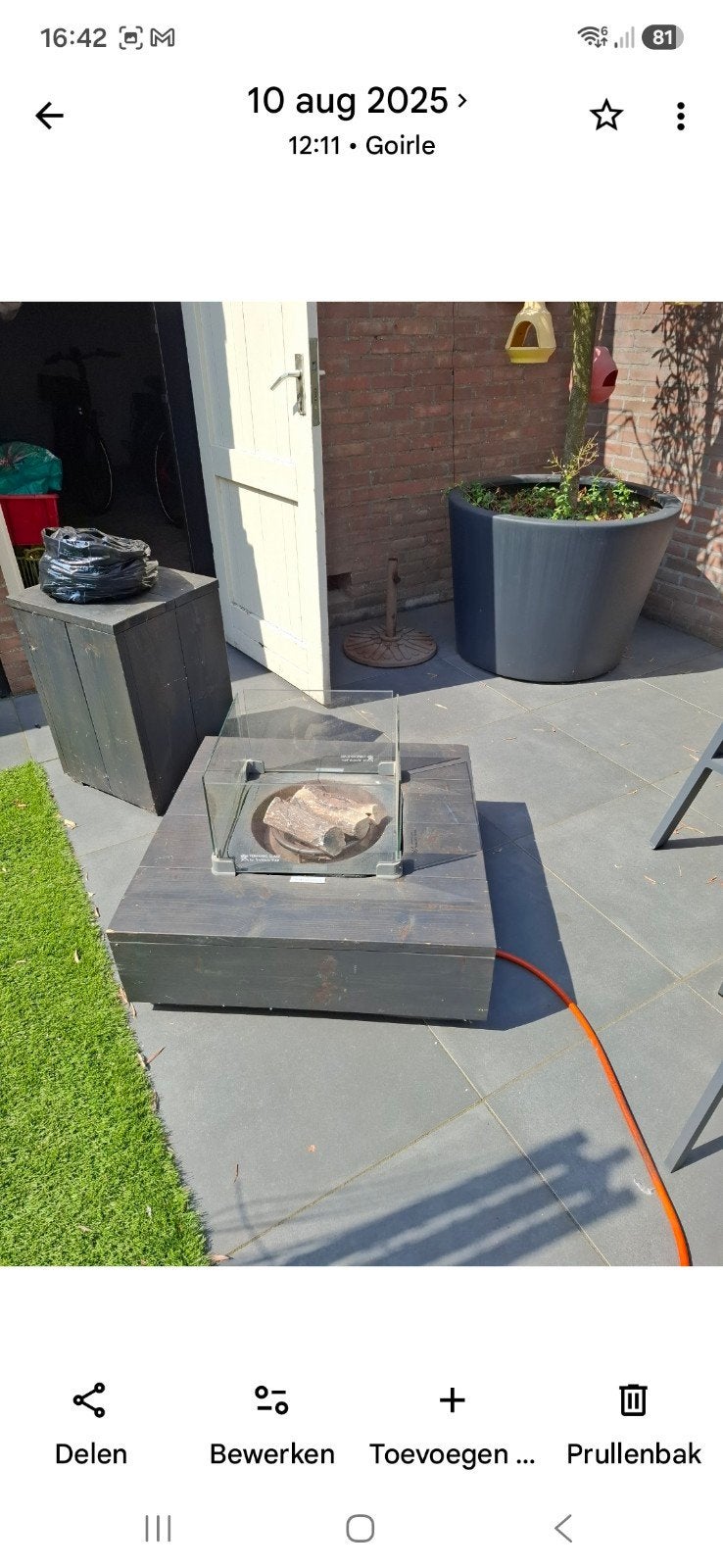Stijlvolle Vuurtafel met Glasombouw, Ophalen of Verzenden, Gebruikt, Vuurkorf