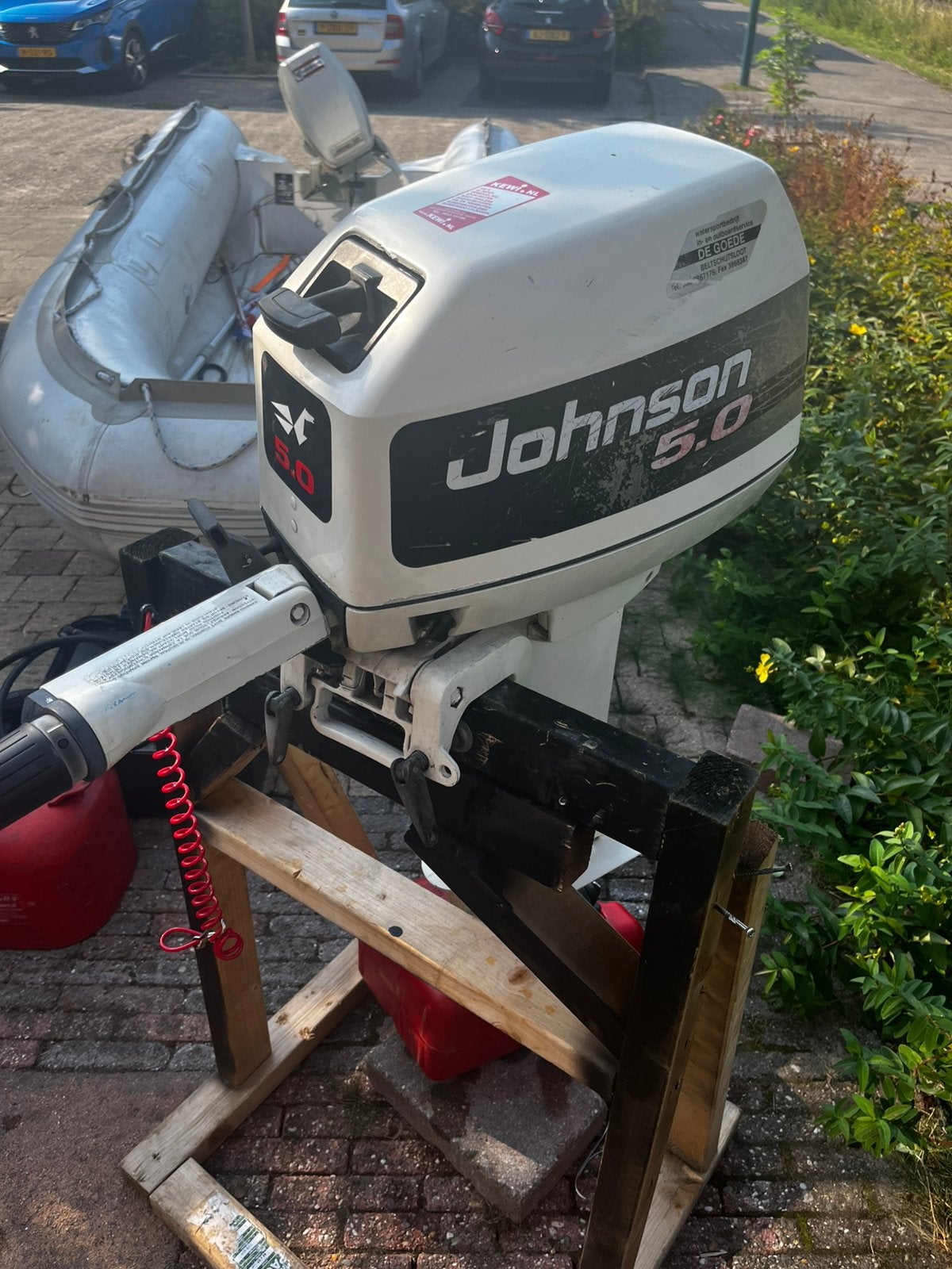 Johnson 5 PK buitenboordmotor 2-takt, Ophalen, Zo goed als nieuw, Motor en Techniek, Zeilboot of Motorboot