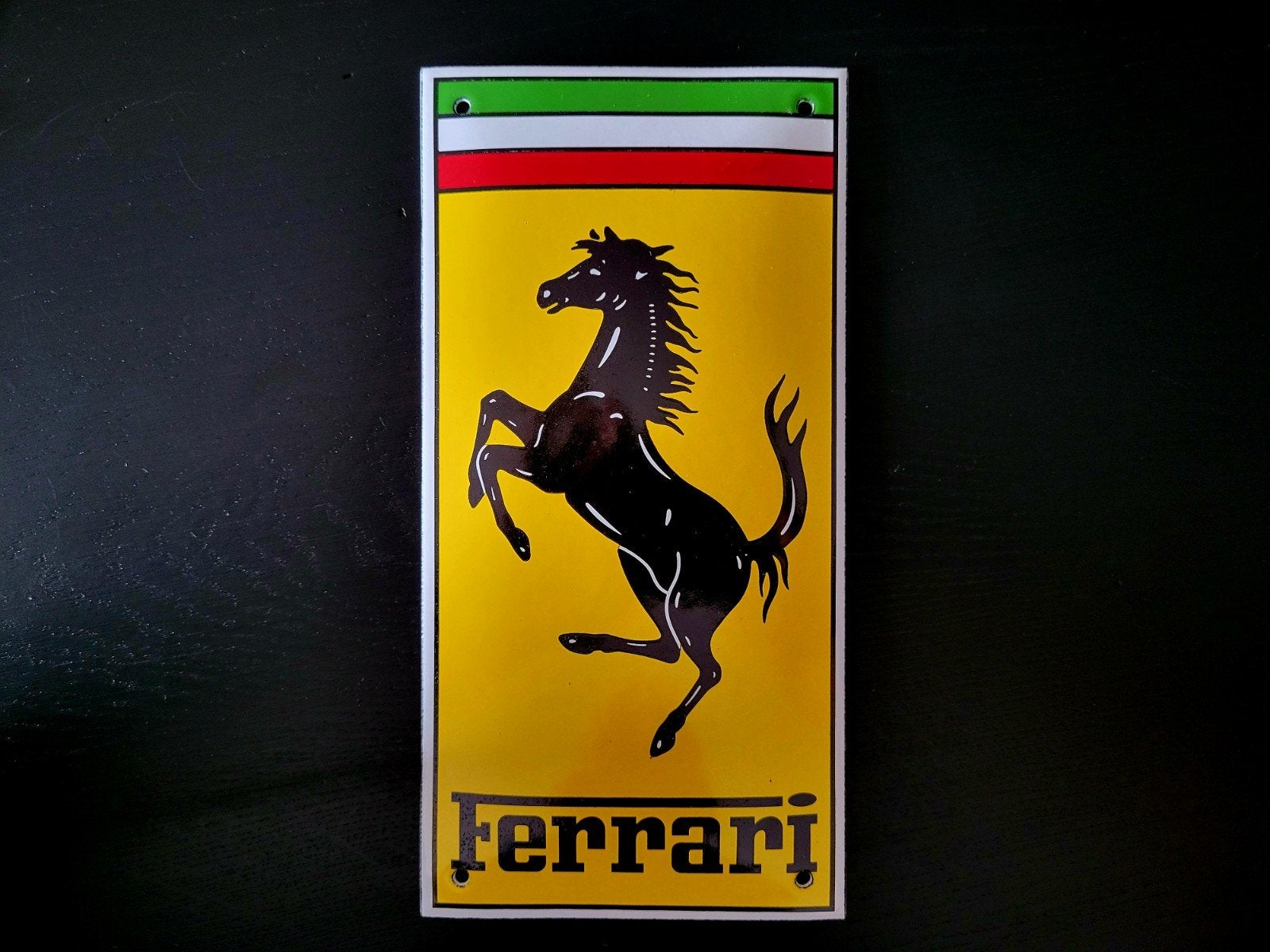 Vintage Emaille Ferrari logo bord 20 x 10 cm, Ophalen of Verzenden
