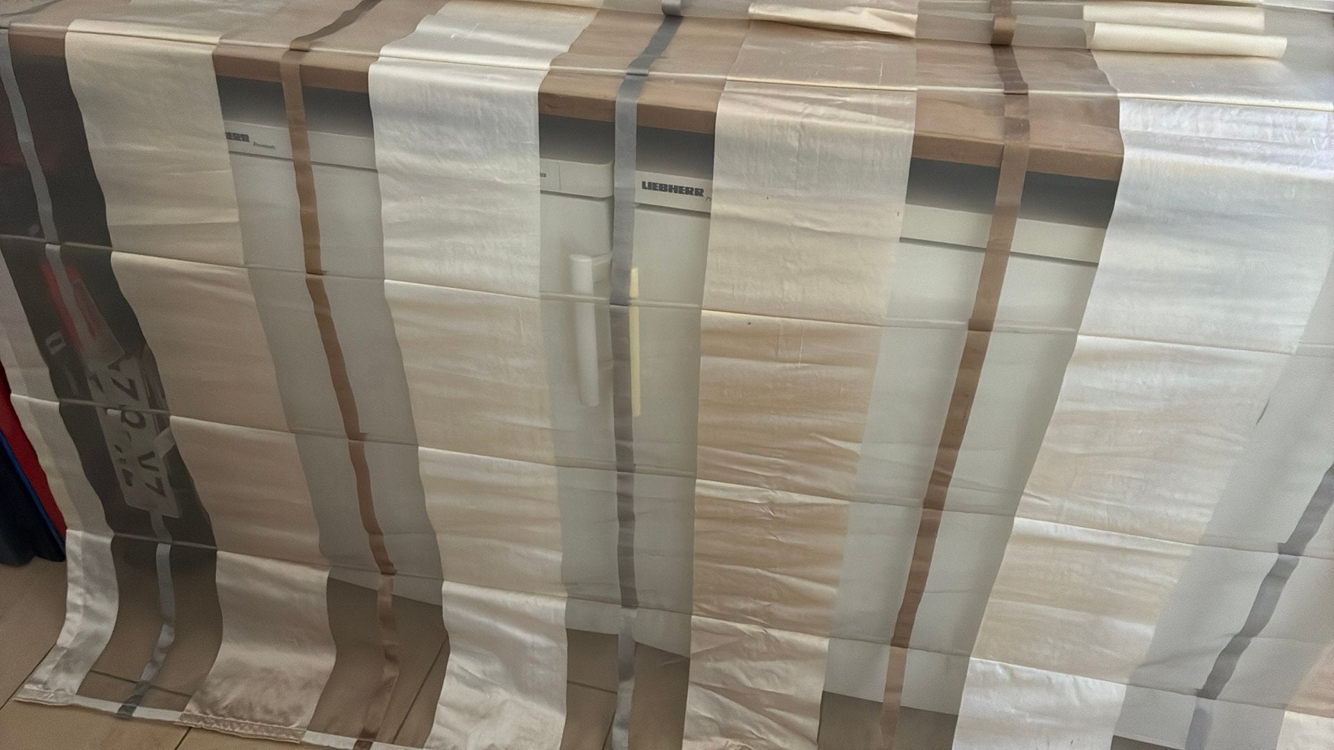 Gordijn, optrekgordijn streep organza stof., Overige materialen, Gebruikt, Beige, 150 cm