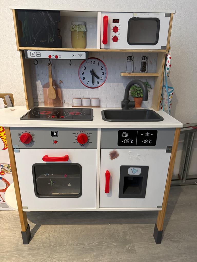 Houten Speelkeuken met Oven, Magnetron en Koelkast, Ophalen, Zo goed als nieuw, Hout, Speelkeuken