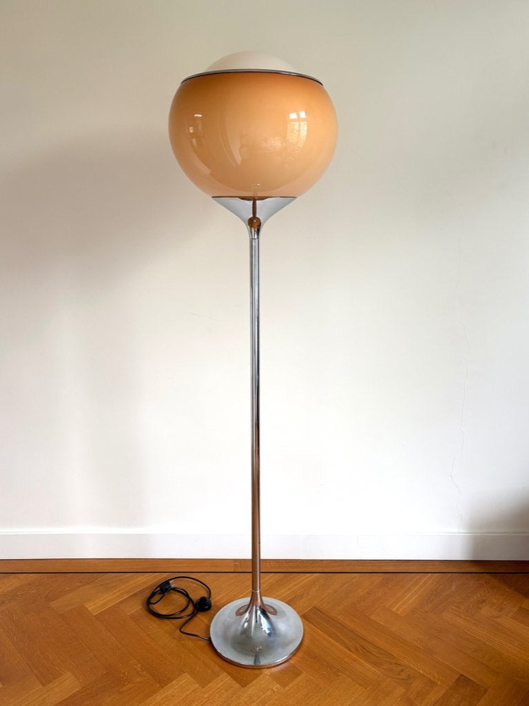 70s Harvey Guzzini 'Flash' 'Bud Grande' space age vloerlamp, Ophalen, E27 (groot), 150 tot 200 cm, Retro