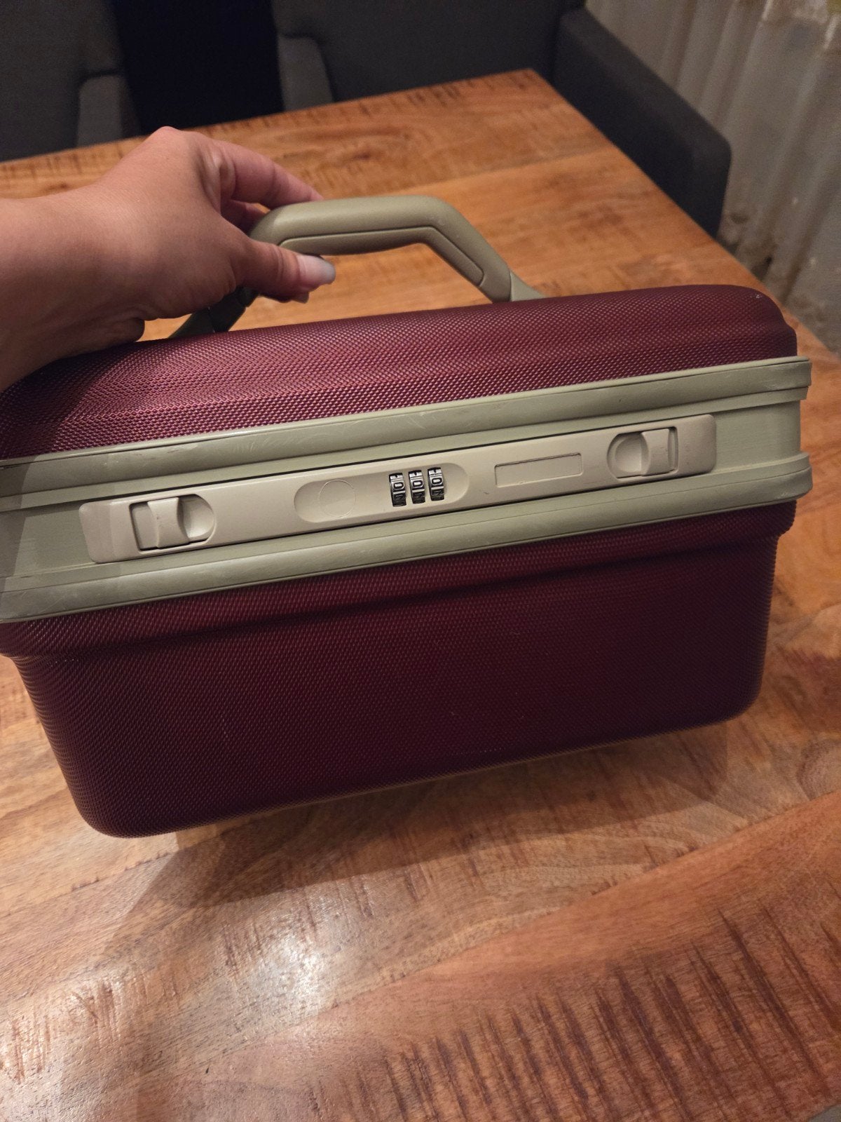Vintage Make-up Koffer met Cijferslot en Spiegel, Gebruikt, Met slot, Ophalen of Verzenden, Hardcase