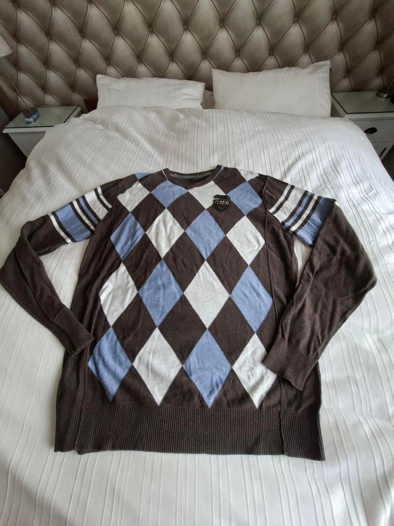 PME Legend Trui Maat XXL - Stijlvolle Argyle Print, Bruin, Overige maten, Ophalen of Verzenden, PME Legend