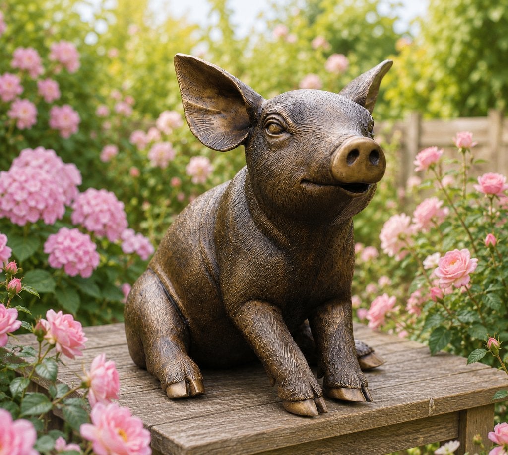 VARKEN / BRONZEN TUINBEELD / KNOR, Nieuw, Info@huisentuindecoratiemarie.nl, Huis en tuin decoratie marie, Dierenbeeld