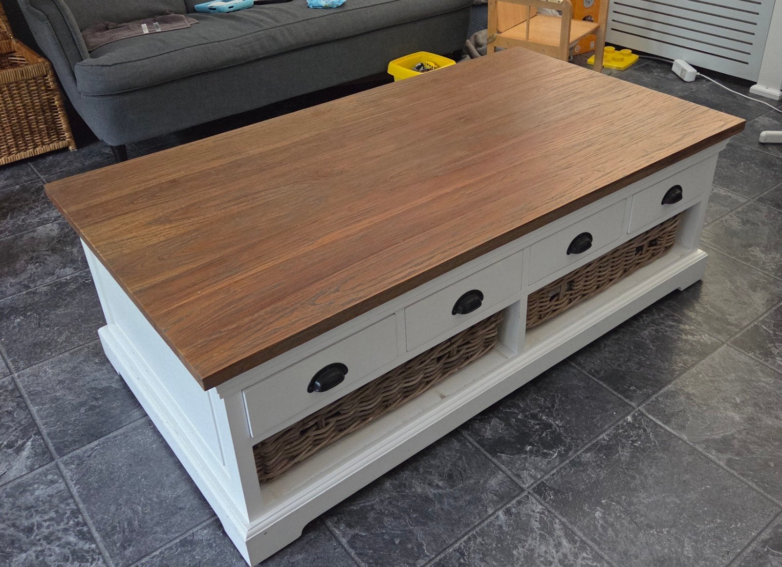 Stevige salontafel met 8 lades en 4 manden - 75x135 cm, Ophalen, Gebruikt, 100 tot 150 cm, 50 tot 100 cm