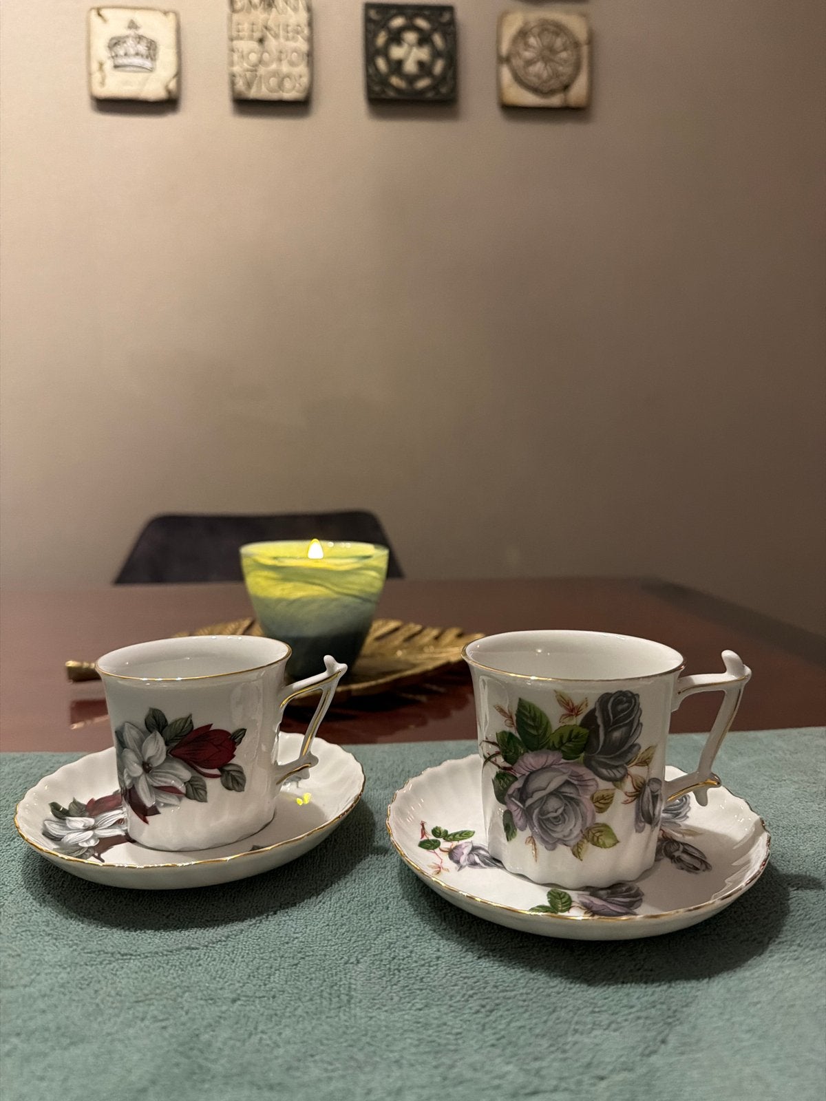 Vintage Hartporzellan Germany koffie Kopjes - Set van 2, Antiek en Kunst, Ophalen of Verzenden