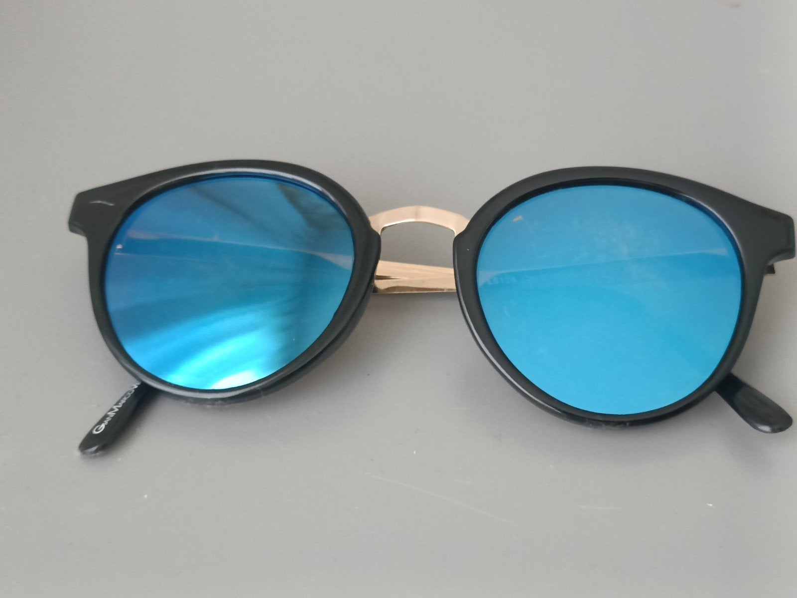 Gian Marco Venturi zonnebril - Zwart en goud met blauwe gla, Overige merken, Gebruikt, Zonnebril, Zwart