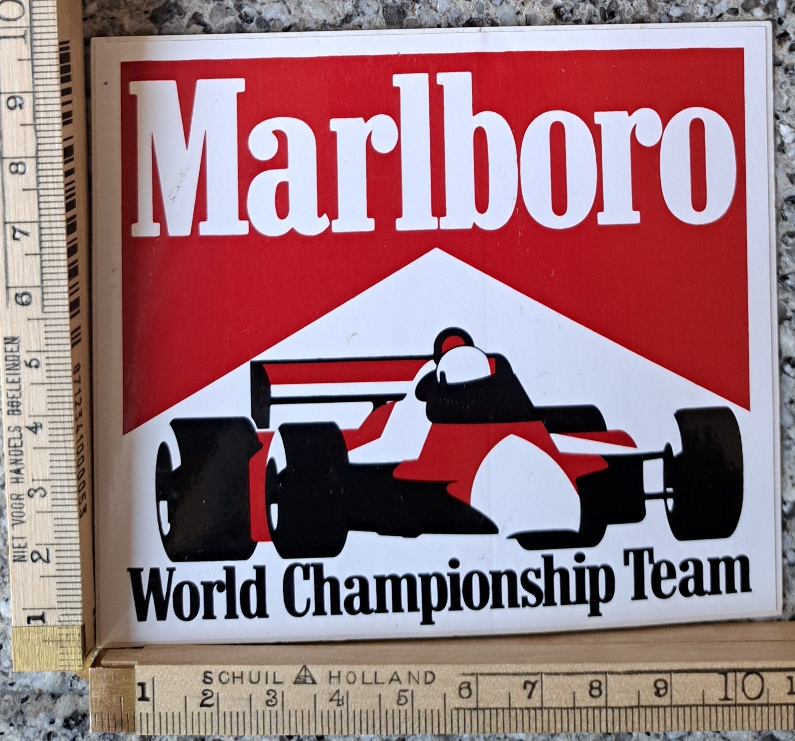 Vintage sticker Marlboro World Championship tabak logo merk, Ophalen of Verzenden, Zo goed als nieuw