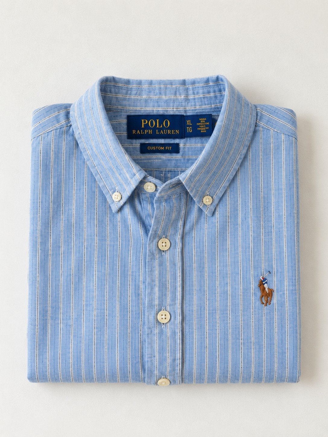 Polo Ralph Lauren Linnen Overhemd - Custom Fit - Maat XL, Blauw, Nieuw, Ophalen of Verzenden, Polo Ralph Lauren