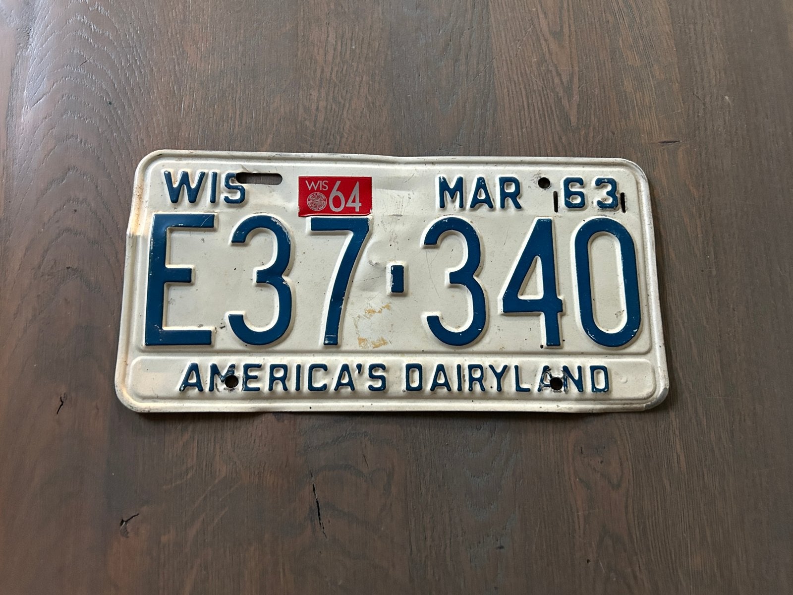 Amerikaans kenteken Wisconsin 1963/1964 - Vintage, Verzamelen, Ophalen of Verzenden, Gebruikt