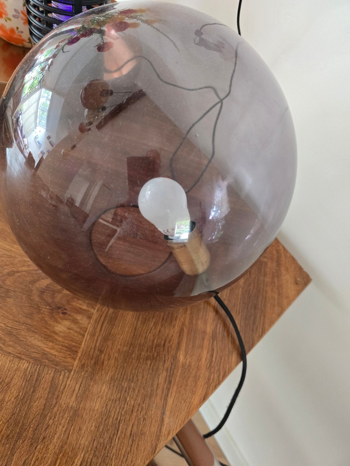 Karwei Tafellamp Finn - Glazen Bol - E27 Fitting, Ophalen, Gebruikt, Paars, E27 (groot)