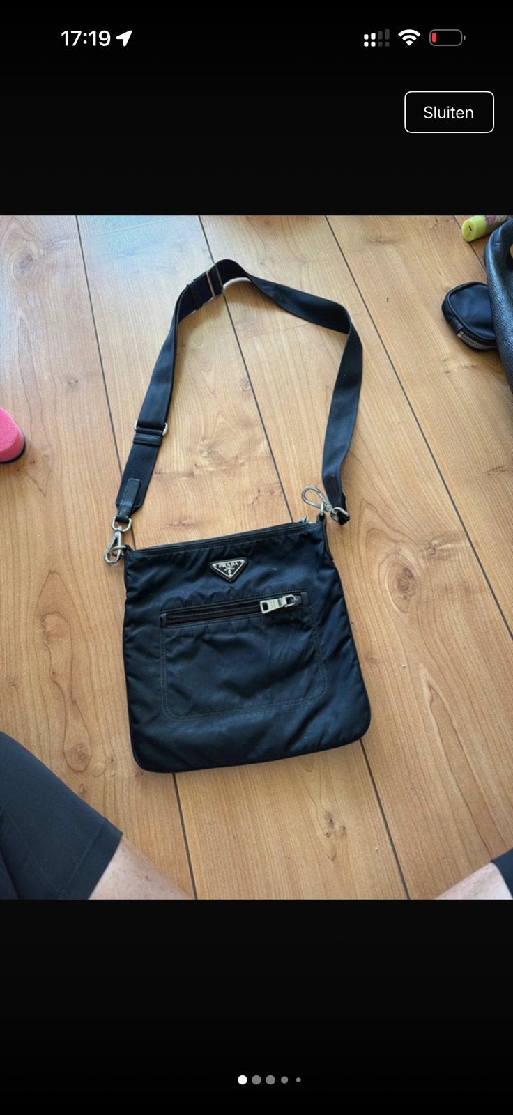 Vintage prada re-nylon schoudertas, Sieraden, Tassen en Uiterlijk, Tassen | Schoudertassen, Ophalen of Verzenden, Gebruikt, Zwart
