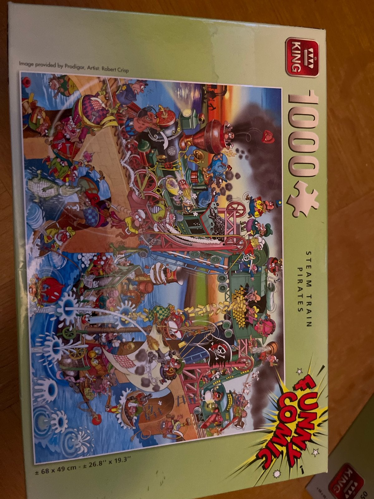 King Funny Comic Puzzel: Stoomtrein Piraten 1000 stukjes, Ophalen of Verzenden, 500 t/m 1500 stukjes, Gebruikt, Legpuzzel