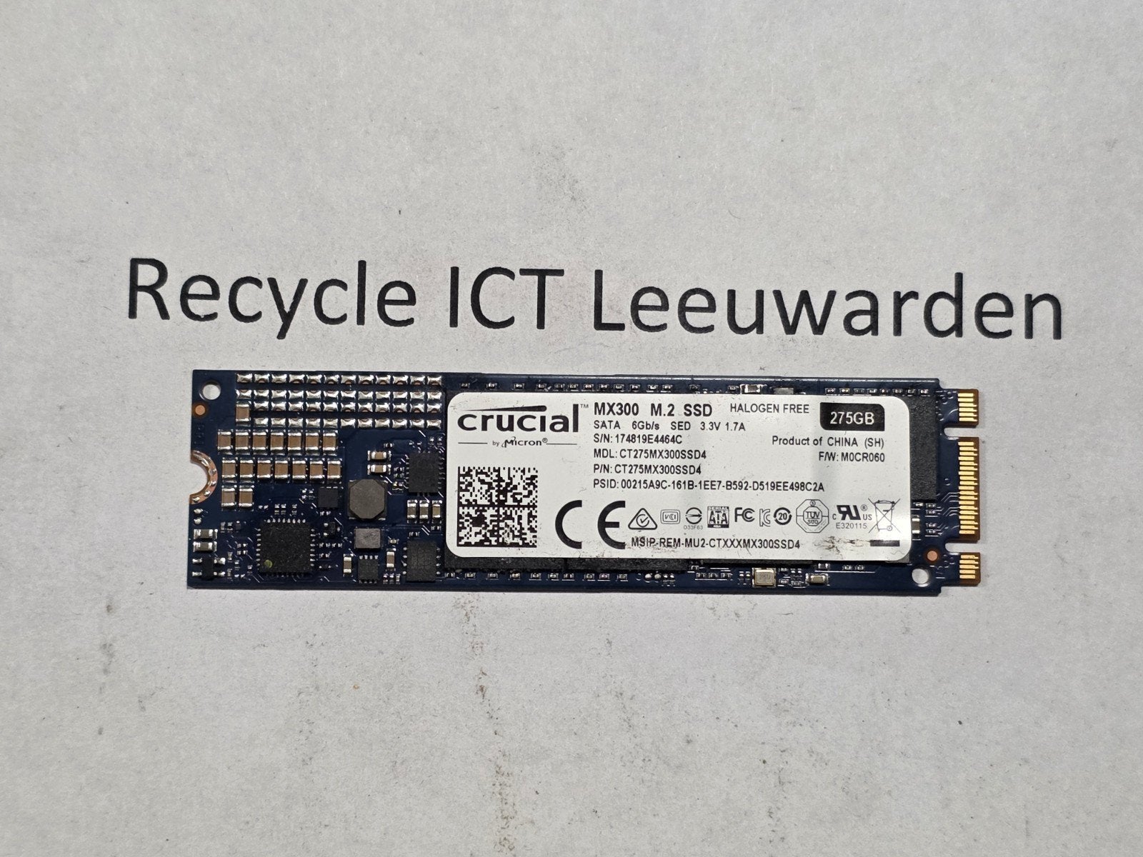 Crucial MX300 M.2 SSD 275GB SATA, Intern, 275GB, Gebruikt, Support@micron.com