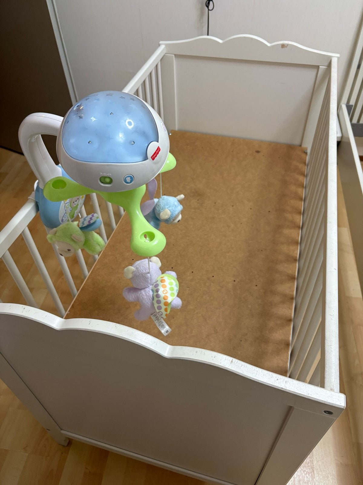 IKEA Wit babybedje met mobiel en projector, Huis en Inrichting, Ophalen, Gebruikt, Wit, 190 cm of minder