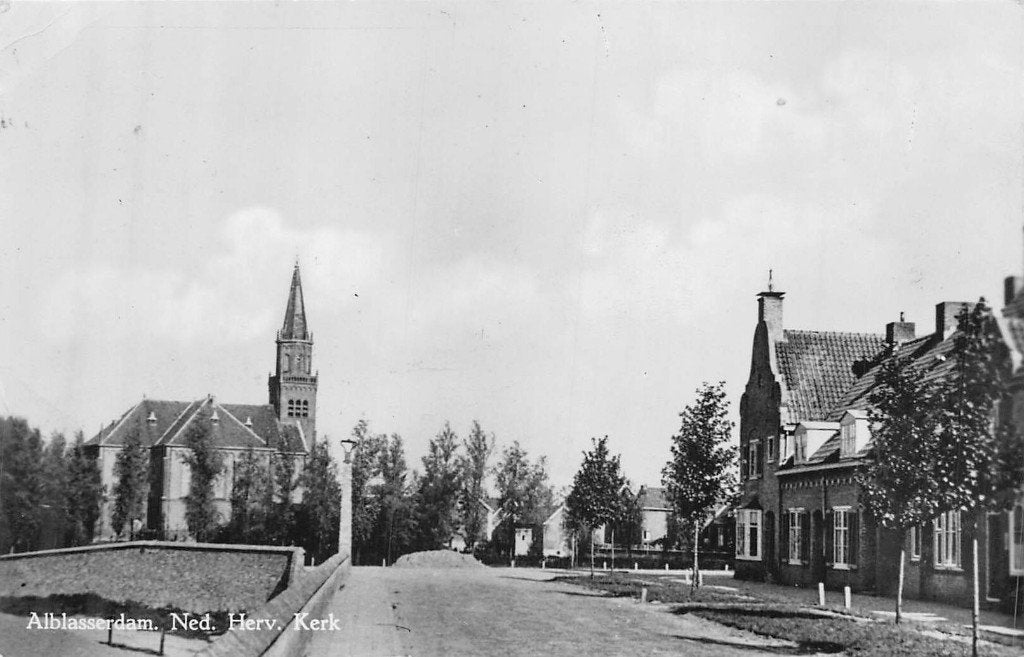 417 Alblasserdam - Ned. Herv. Kerk, Verzamelen, Ophalen of Verzenden, 1940 tot 1960, Gelopen, Zuid-Holland
