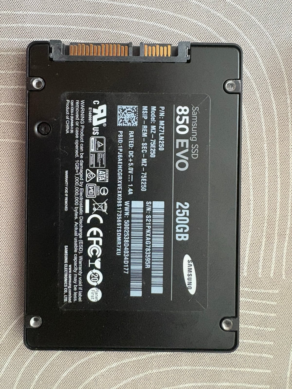 Samsung 850 evo 250gb ssd, Computers en Software, Harde schijven, Intern, Gebruikt, Ophalen of Verzenden, Laptop