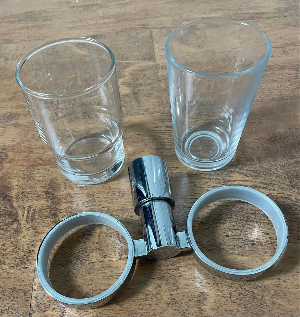 Dubbele Glashouder Chroom voor Badkamer, Ophalen of Verzenden, Nieuw, Overige kleuren, Overige typen
