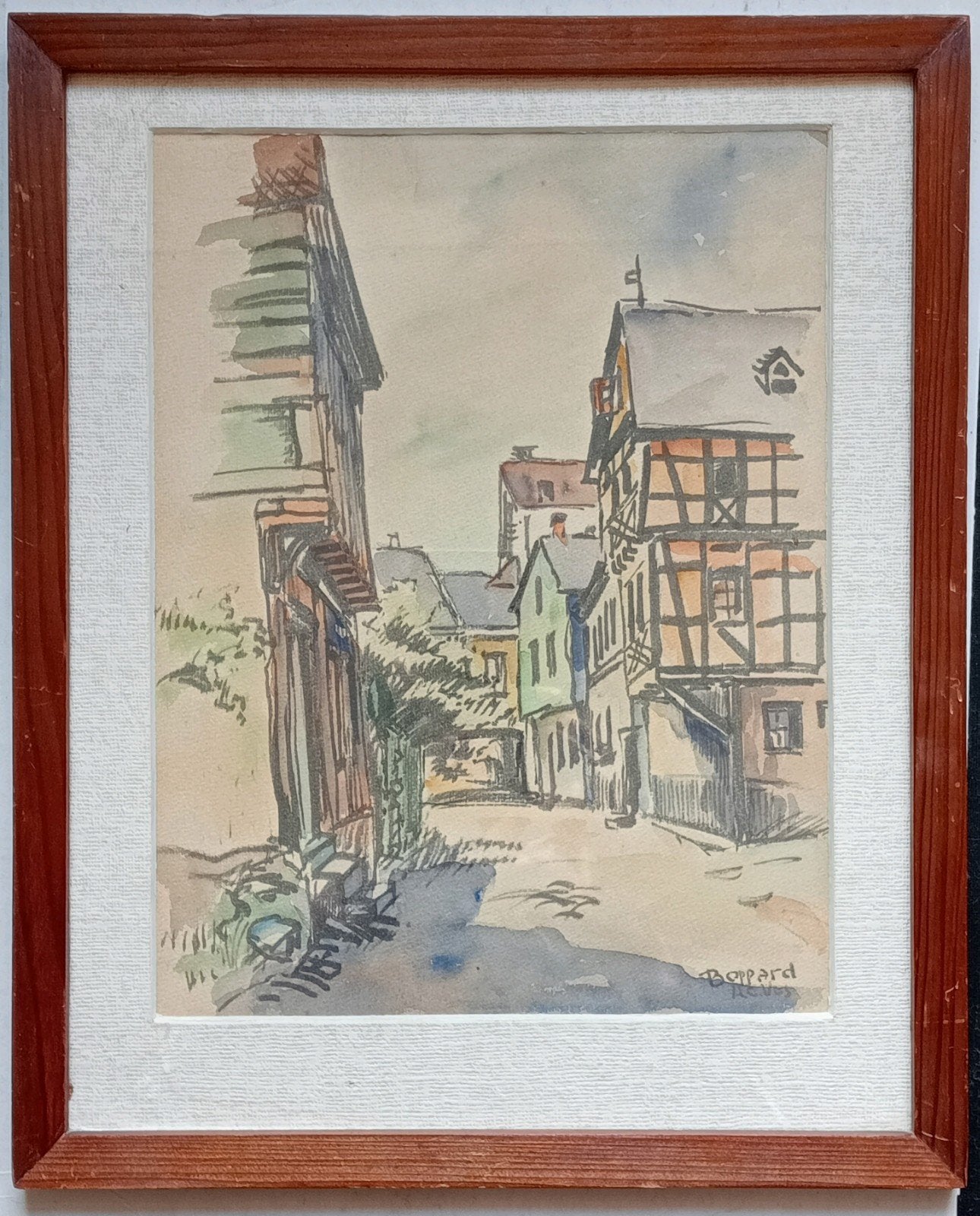 Aquarel 'Boppard H.C.Vos, Antiek en Kunst, Kunst | Litho's en Zeefdrukken, Ophalen of Verzenden