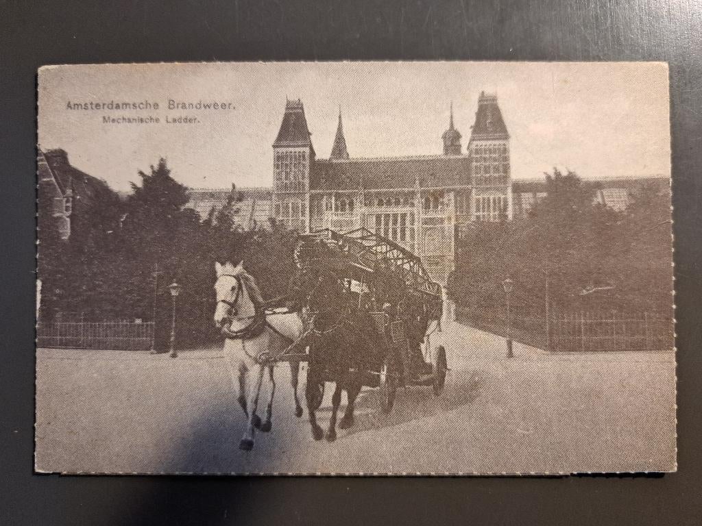 Amsterdamsche brandweer - mechanische ladder, Ophalen of Verzenden, 1920 tot 1940, Ongelopen, Noord-Holland