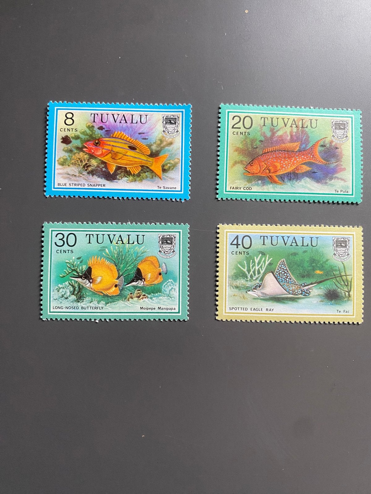 Tuvalu postzegels set van 4 postfris - vissen en roggen, Ophalen of Verzenden, Postfris