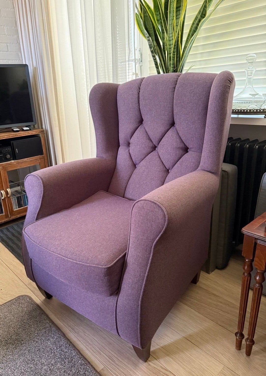 Comfortabele paarse fauteuil - Zo goed als nieuw, Ophalen, Zo goed als nieuw, Stof, 75 tot 100 cm