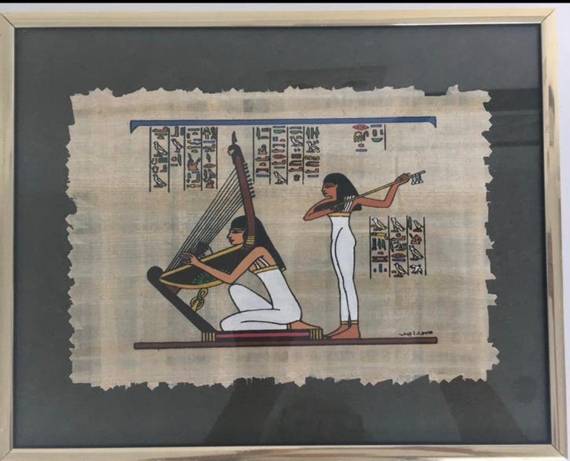 Egyptisch Papyrus Kunstwerk ingelijst, Antiek en Kunst, Kunst | Litho's en Zeefdrukken, Overige techniek, Ingelijst, Overige onderwerpen