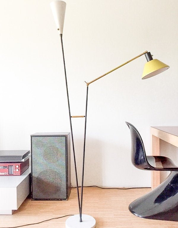 Mid-century design vloerlamp van Stilux Milano, Ophalen, Gebruikt, E27 (groot), Mid-century Italiaans modern design