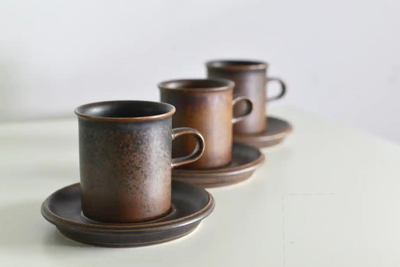 Set van Drie Vintage Arabia Ruska koffiekopjes, Ophalen of Verzenden