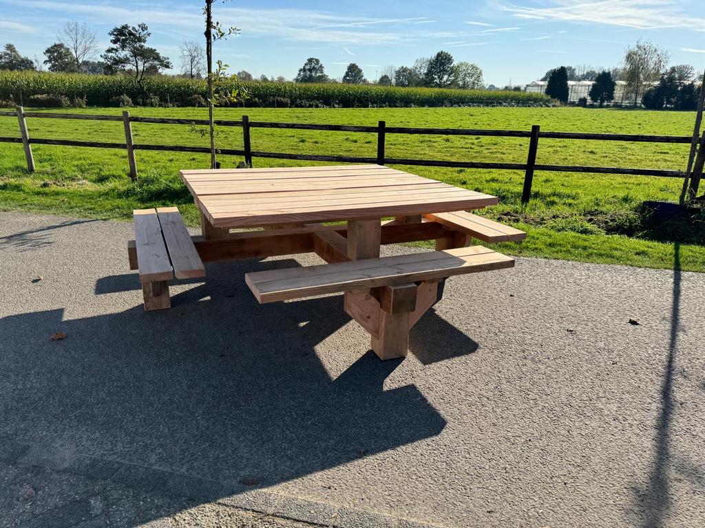 Degelijke Douglas picknicktafel 8-12 personen, Tuin en Terras, Ophalen, Nieuw, Rechthoekig, Hout