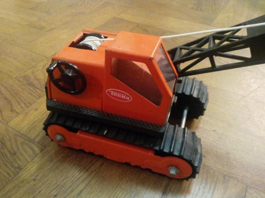 TONKA Vintage Oranje metalen hijskraan op rupsbanden 1970s, Antiek en Kunst, Antiek | Speelgoed, Ophalen of Verzenden