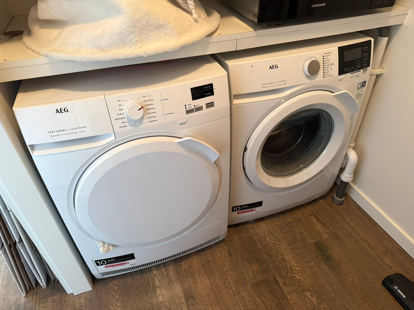 AEG wasmachine + droger – 4 jaar oud – samen €400, Witgoed en Apparatuur, Ophalen, 6 tot 8 kg, Zo goed als nieuw, 85 tot 90 cm