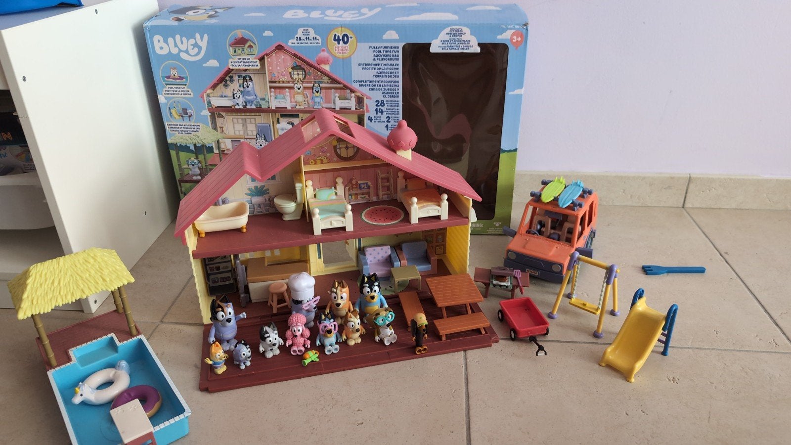 Bluey Speelhuis Ultimate Megaset met figuren en auto, Kinderen en Baby's, Ophalen of Verzenden, Zo goed als nieuw, Jongen of Meisje
