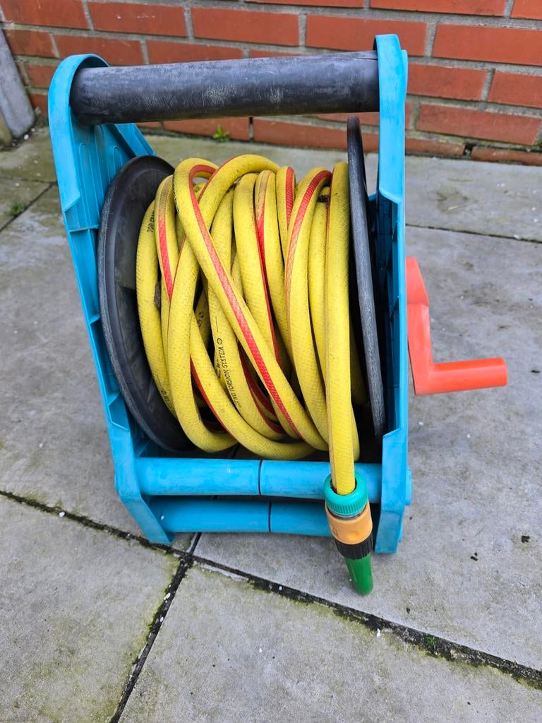 Waterslang met haspel, Tuin en Terras, Ophalen of Verzenden, Tuinslang