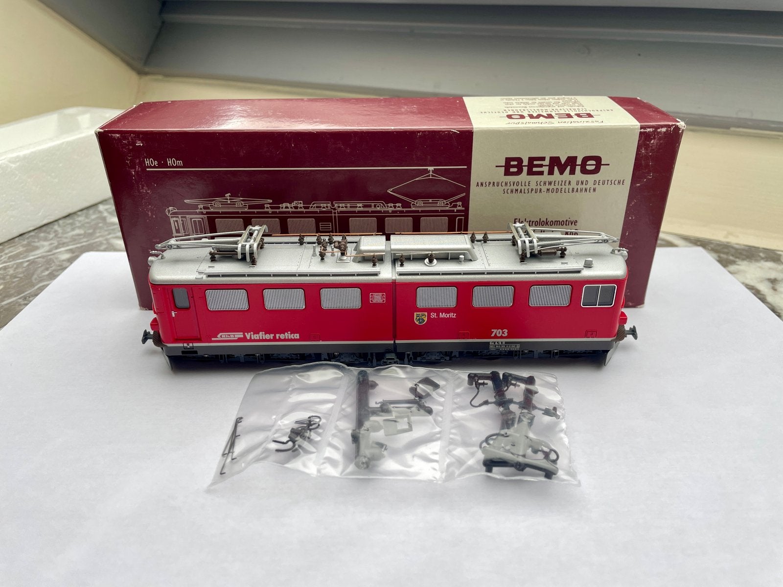 Bemo H0m RhB locomotief Ge 6/6 II “St. Moritz” LED+DIGITAAL, Overige merken, Ophalen of Verzenden, Zo goed als nieuw, Gelijkstroom