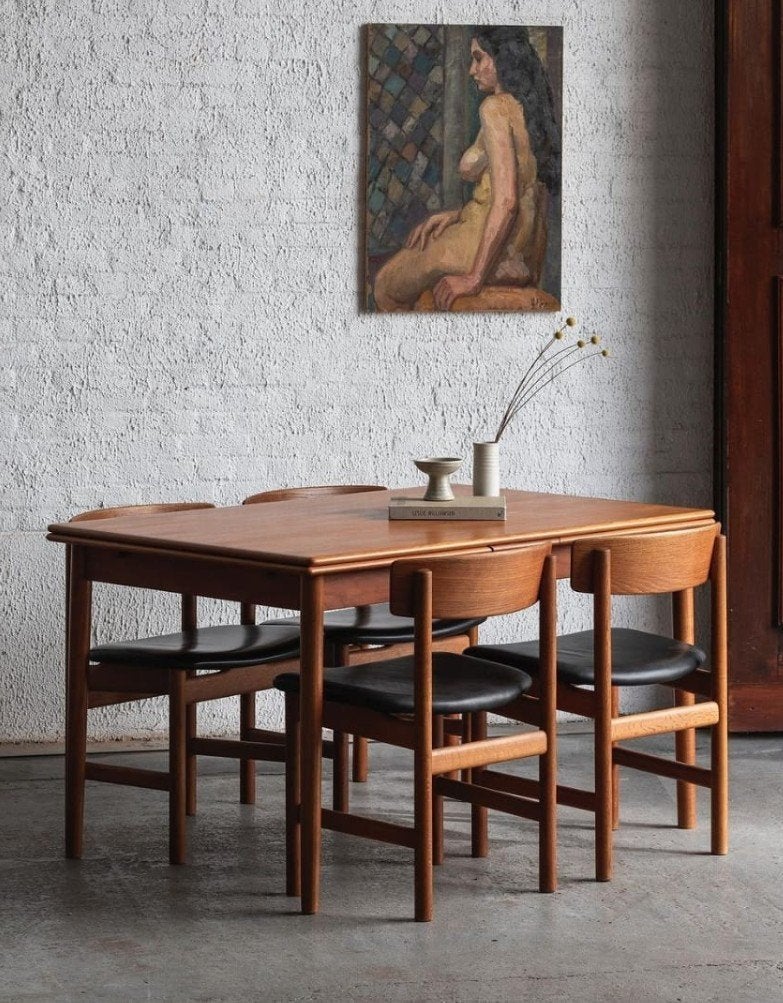 xxl vintage mid century retro Deens eettafel teakhout, Huis en Inrichting, Tafels | Eettafels, Gebruikt, 150 tot 200 cm, Ophalen of Verzenden