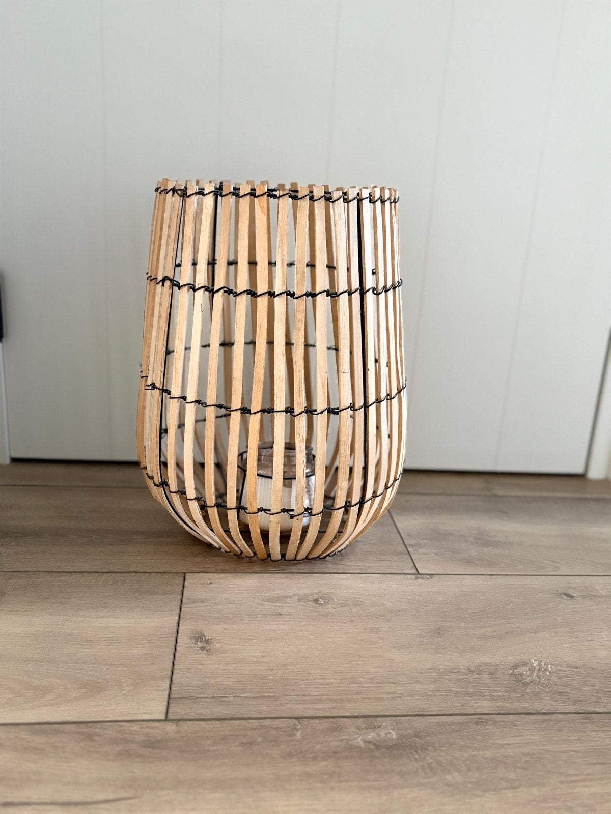 Stijlvol bamboe windlicht - sfeervolle verlichting, Ophalen, Windlicht, Bruin, Zo goed als nieuw