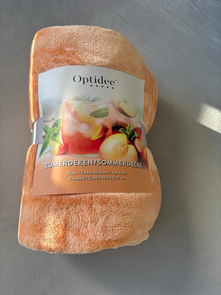 Optidee woondeken met kussenhoes Abrikoos 150x200 cm, Verzenden, Nieuw, Deken of Dekbed, Overige kleuren