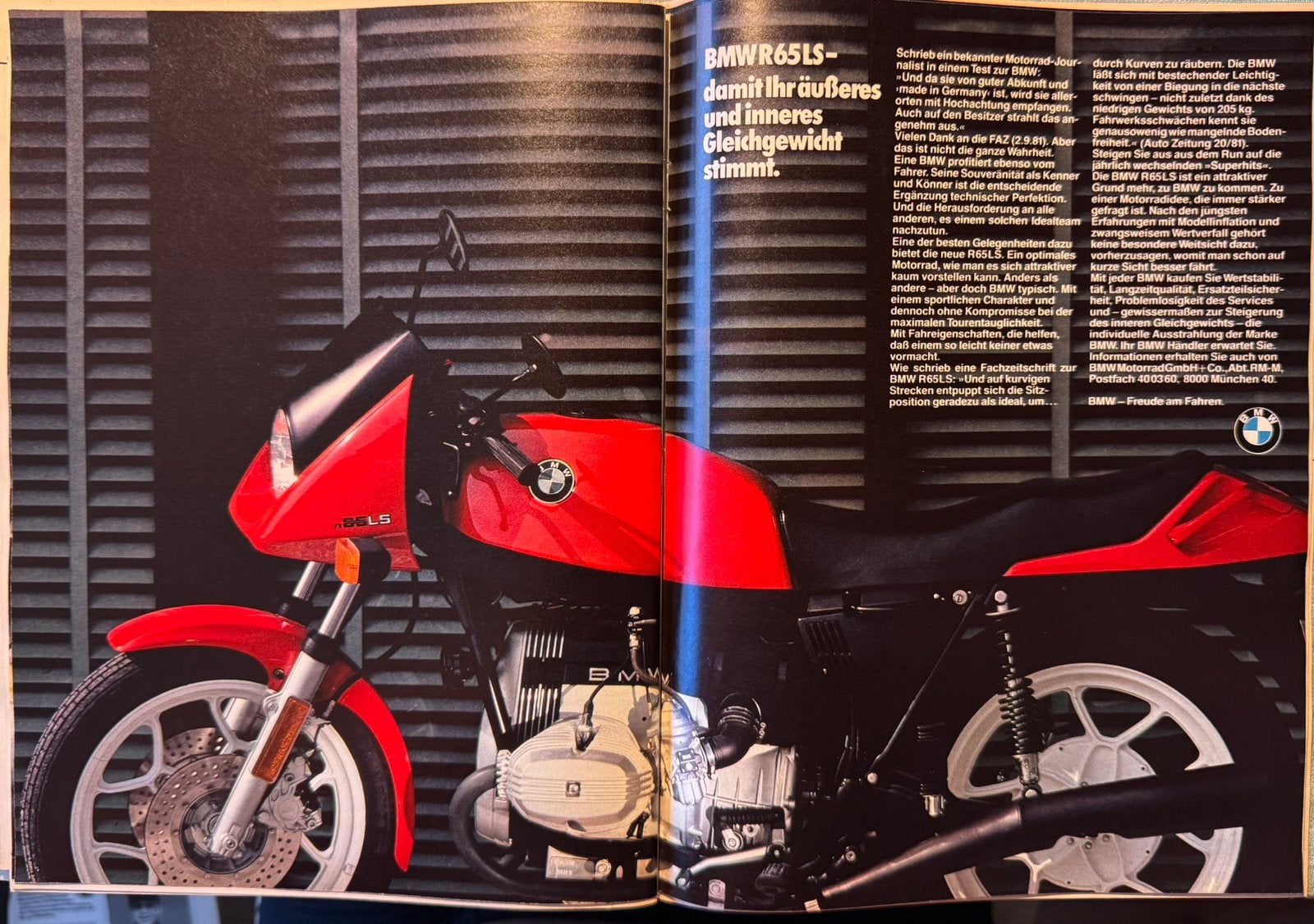 Advertentie 1982 BMW R65LS, Verzamelen, Verzenden, Zo goed als nieuw, Motoren