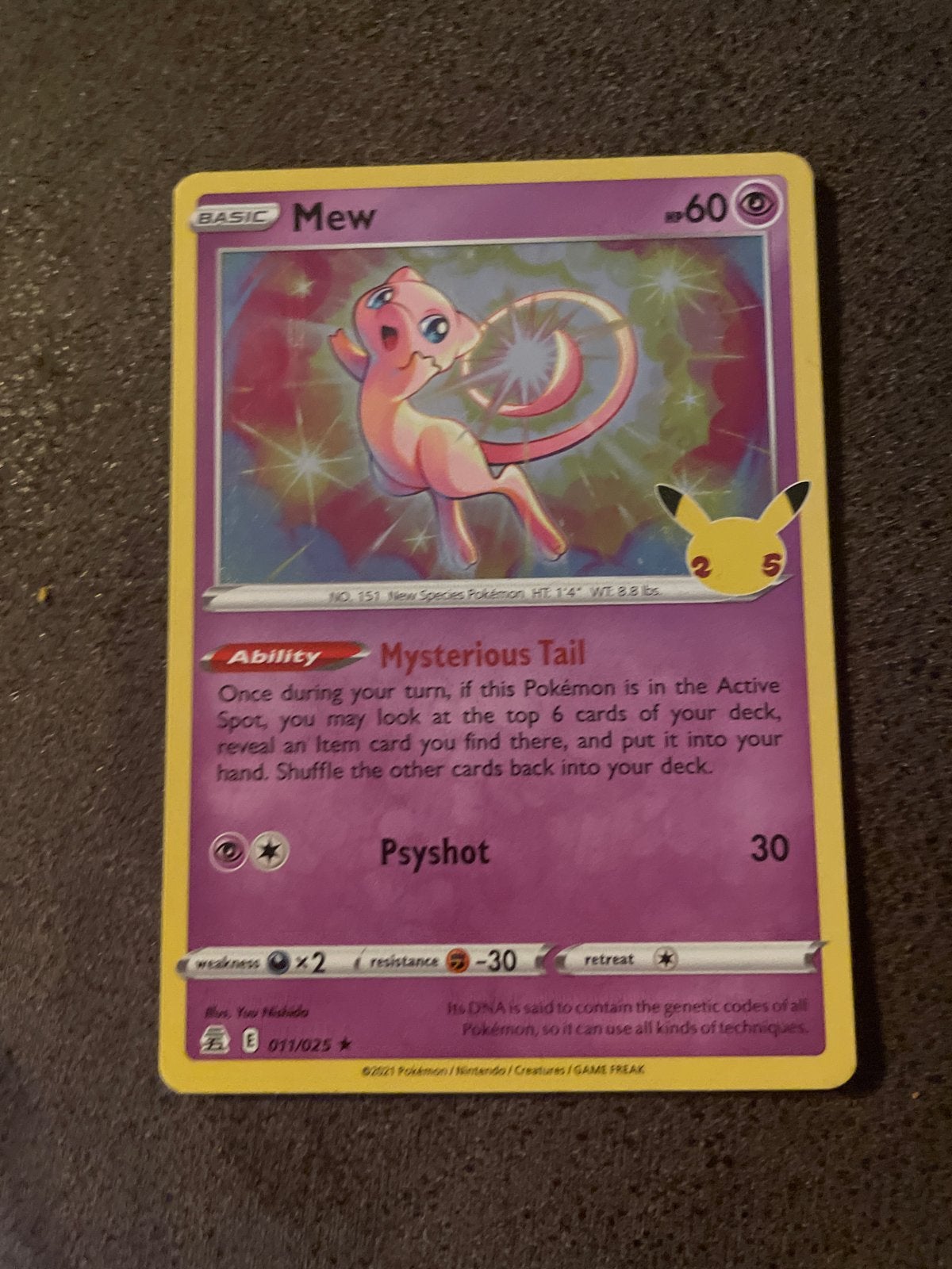 Mew Pokémon kaart Celebrations 011/025, Ophalen of Verzenden, Zo goed als nieuw, Losse kaart