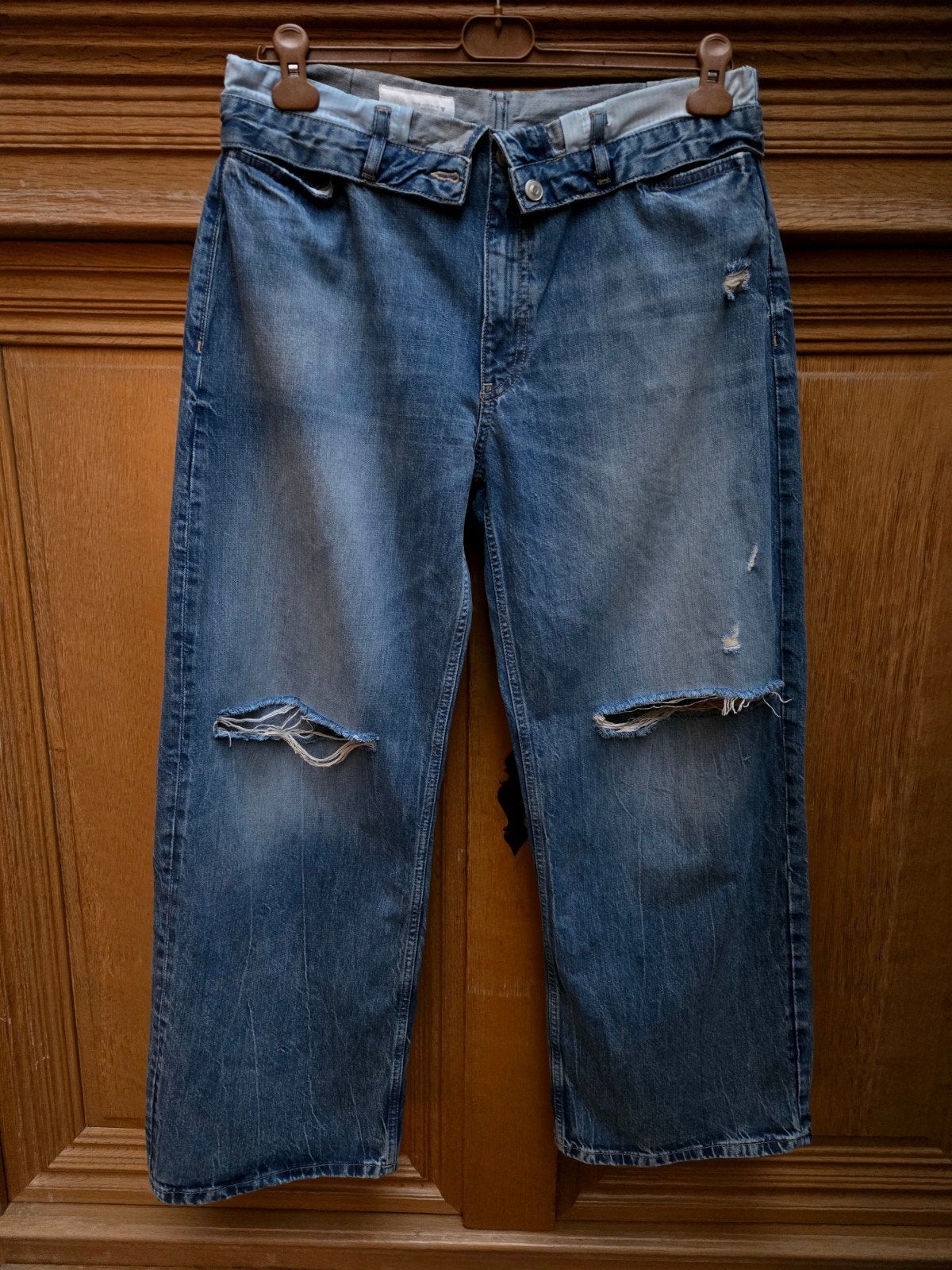 Zara folded mid waist wide leg jeans maat 42, Zara, Zo goed als nieuw, W33 - W36 (confectie 42/44), Verzenden